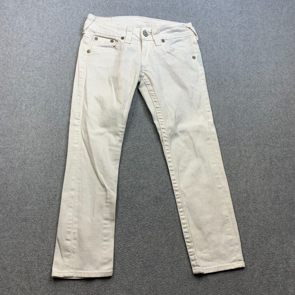 True Religion Jeans Womens 26 White Kate Crop Ankle Low Rise 5 Pocket Denim Y2K